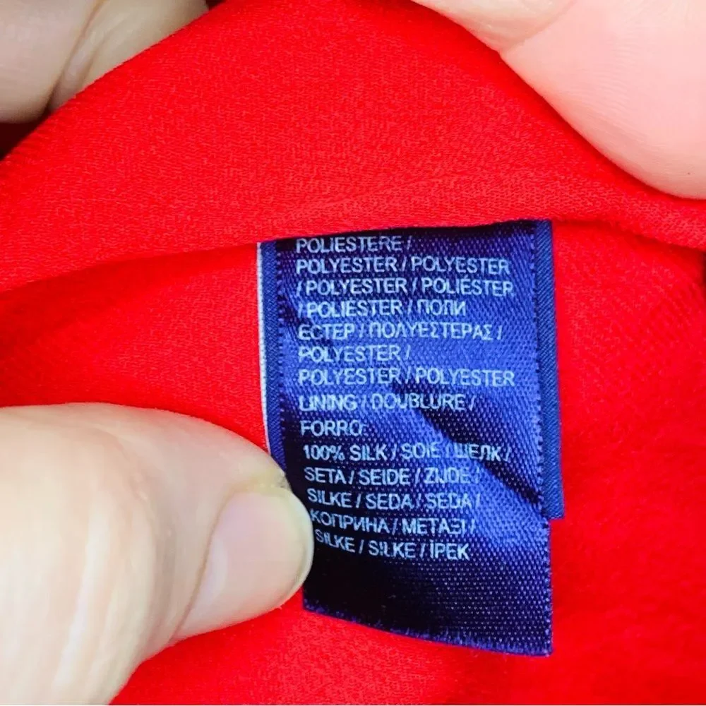 Ralph Lauren Collection Purple Label Red Crepe asymmetric Overlay dress size 10
